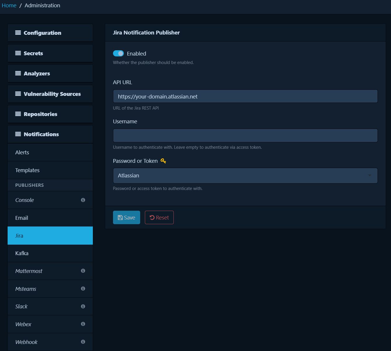 Configuring notification publishers in Dependency Track SaaS