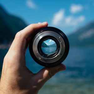 Focused lens on the expansive blue sky